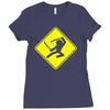 ninja crossing sign Ladies Fitted T-Shirt