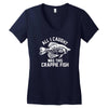 all i caught was this crappie fish Women's V-Neck T-Shirt