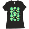 sad alien and daisy nineties grunge pattern Ladies Fitted T-Shirt