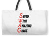 saved with amazing grace Weekender Totes