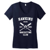 hawkins babysitting club indiana mike dustin eleven demogorgon strange Women's V-Neck T-Shirt