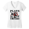 plays with trucks family matching Women's V-Neck T-Shirt