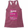 quens are born in march Racerback Tank