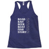 road bait beer boat fish story Racerback Tank