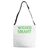 wicked smaht funny Adjustable Strap Totes