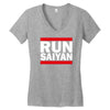 run saiyan Women's V-Neck T-Shirt