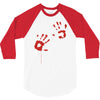 bloody hand print funny zombie kill undead blood horror killer 3/4 Sleeve Shirt
