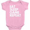 eat sleep game repeat Baby Bodysuit