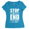 stop snow pression end winter funny Women's Triblend Scoop T-shirt