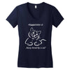 happiness is being loved by a cat Women's V-Neck T-Shirt