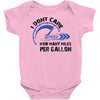 I Don't Care How Many Miles Per Gallon Baby Onesie