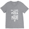 care about pizza and 3 people girls V-Neck Tee