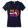 She Wants The D - Dunkin Donuts Women's V-Neck T-Shirt