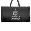 Keep Calm And Light It Up Lavender (For General Cancer Awareness) Weekender Totes