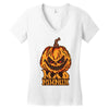 mad halloween pumpkin Women's V-Neck T-Shirt
