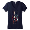 peace and love usa flag Women's V-Neck T-Shirt