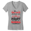 There's This Boy Who Stole My Heart He Calls Me Momma Women's V-Neck T-Shirt