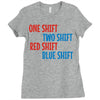 one shift two shift red shift blue shift Ladies Fitted T-Shirt