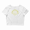 smiley dj techno,club,dance,music,rave retro Crop Top