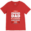 proud dad son V-Neck Tee
