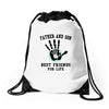 father and son best friends son Drawstring Bags