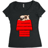 snoopy parody pug w Women's Triblend Scoop T-shirt