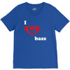i love heart bass guitar music V-Neck Tee