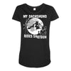 my dachshund rides shotgun Maternity Scoop Neck T-shirt