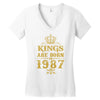 kings are born in 1987 Women's V-Neck T-Shirt