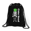 ciderhead cider drinking skeleton and apple Drawstring Bags