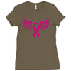 breast cancer ribbon with wing Ladies Fitted T-Shirt