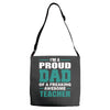 proud dad of a freaking awesome teacher. father's day gift for dad. Adjustable Strap Totes
