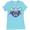 blue monster with horns Ladies Fitted T-Shirt
