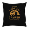 what happens in camper stays in camper vintage style camp funny Throw Pillow