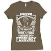Never Underestimate Dog Rescuer Who Was Born February Ladies Fitted T-Shirt