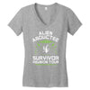 alien abductee survivor tour ufo nerd geek comic funny Women's V-Neck T-Shirt