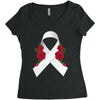 lung cancer white ribbon Women's Triblend Scoop T-shirt