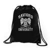 saviors university Drawstring Bags