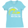 I Don't Care How Many Miles Per Gallon Ladies Fitted T-Shirt