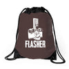 flasher camera Drawstring Bags