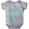 care about anime and two real people girls Baby Onesie