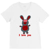 i love you bunny hare rabbit cupid couple kiss fun V-Neck Tee