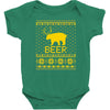 ugly sweater party beer bear funny Baby Bodysuit
