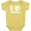 i love m&ouml;pse funny Baby Onesie