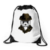 panda rorschach Drawstring Bags