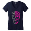 two coloured patterned skull   mens funny Women's V-Neck T-Shirt