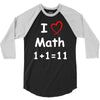 kids boys childrens i love math 1+1=11 funny 3/4 Sleeve Shirt