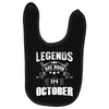 Legends Are Born In October Baby Bibs