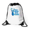don't buck with texas funny Drawstring Bags