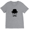 hat wayfarer glasses funny moustache hipster funny geek light tee shir V-Neck Tee